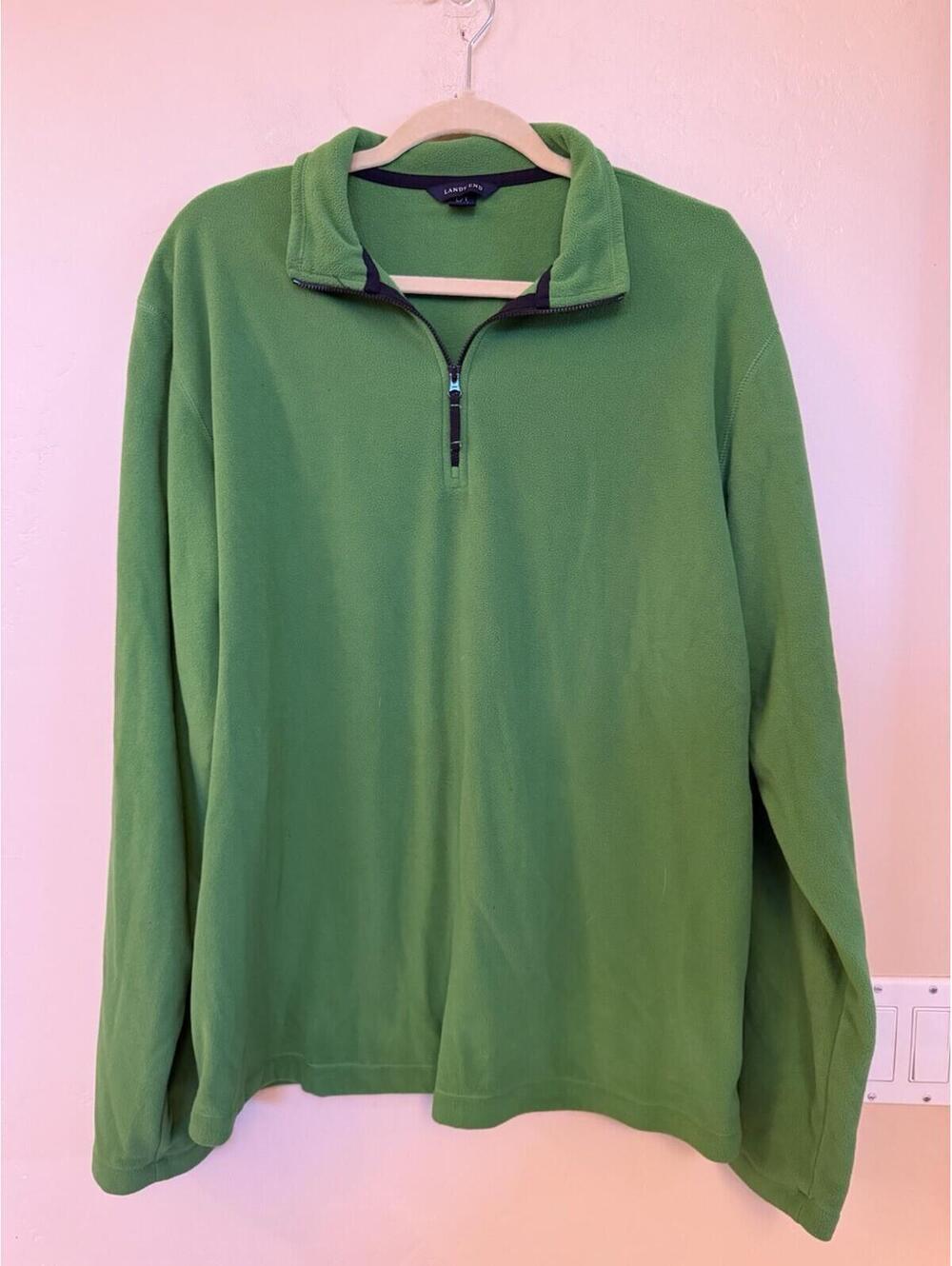 Lands’ Ends Men’s Apple Green Fleece 1/4 Zip Jacket Sz.42/44